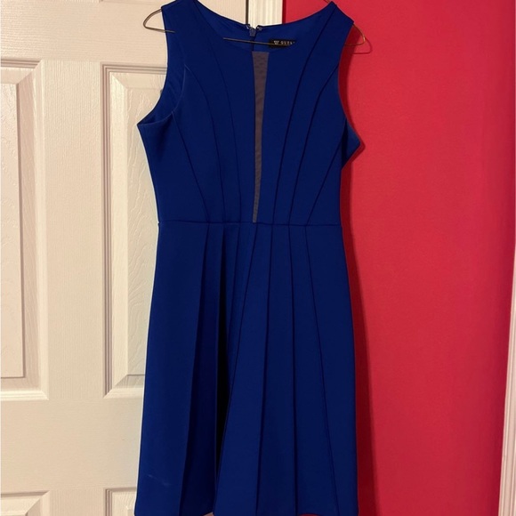 guess royal blue dress Royal Blue Halter Bodycon Mini Dress